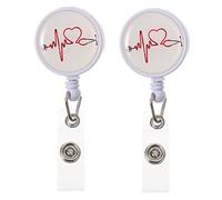HOMSFOU 2pcs Retractable Badge Holder Clip Cute Flower Design Id Card Holder for Nurses Lightweight Portable Badge Reel for Office Factory and Events