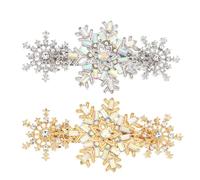 HOMSFOU 2pcs Rhinestone Snowflake Hair Clips for Women, Zinc Alloy and Iron Material, Shape, Will Not Hurt Hair, for Festival Party Hairstyle and Daily Wear