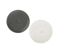 HOMSFOU 2pcs Silicone Tub Stopper Round Kitchen Sink Plug and Drain Stopper for Bathroom and Laundry Sealed Flat Cover Easy to Clean White and Grey