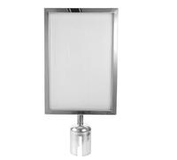 HOMSFOU 2pcs Silver A4 Portrait Barrier Sign Holder Stand for Crowd Control Queue Management, Floor Standing Stanchion Sign Frame for Office and Event Use