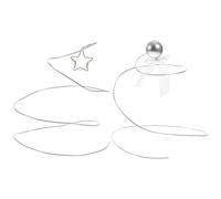 HOMSFOU 2pcs Silver and Gold Crystal Star Spiral Cake Decoration, Wire Wish Tree Cake Toppers for Wedding and Party Baking Supplies