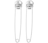 HOMSFOU 2pcs Skull Charms Safety Pin for Clothes Silver Alloy Skull Brooch Pin with Safety Buckle, Chic Clothing Tags Suitable for Business Events and Blanket Fixing