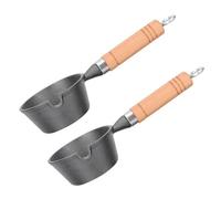 HOMSFOU 2pcs Small Cast Iron Mini Frying Pan with Handle, 11cm Diameter, 5cm Height Pour Oil Pot, Small Cooking and Melting Saucepan for Kitchen and Home Use