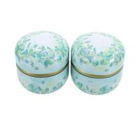 HOMSFOU 2pcs Small Green Tinplate Tea Canisters 50g Flower Tea Storage Jars with Lid, Multi-use Loose Powder and Candy Containers for Kitchen and Travel