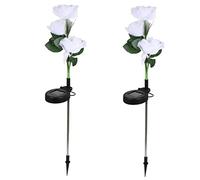HOMSFOU 2pcs Solar Light White Decor Garden Lights Outdoor Rose Light Rose Puppet Solar Battery White