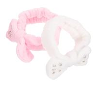 HOMSFOU 2pcs Spa Headbands Makeup Headbands Bow Shape Rhinestone Decoration No Hair Pulling Fabric for Women Taking A Bath and Washing Face