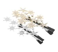 HOMSFOU 2pcs Sparkly Rhinestone Star Hair Clips for Women, Korean Style Duckbill Bang Hair Accessories, Silver and Gold Star Styling Clips for Party and Daily Wear