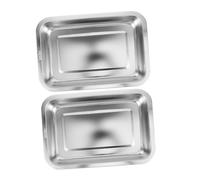 HOMSFOU 2pcs Stainless Steel Cat Litter Box Open Metal Tray 304 Grade 0.8mm Thick 20x27x4.8cm Small Cat Toilet Pan for Pet Supplies