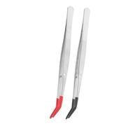 HOMSFOU 2Pcs Stainless Steel Flat Head Tweezers for False Eyelash Application Ergonomic Design Eyelashes Tool for Crafting Collecting Lightweight and Easy to Carry