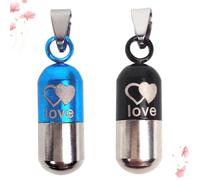 HOMSFOU 2pcs Stainless Steel Pet Id Tags Bullet Shape Hanging Pendant Collar Accessories Anti-Lost Address Plate for Dogs and Cats, Black Blue, Suitable for Kitten Cat Collars