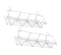 HOMSFOU 2pcs Stainless Steel Seasoning Storage Basket for Barbecue Grill with Hanging Organizer Holder, Metal Grill Side Storage Basket for Outdoor Bbq and Picnic