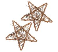HOMSFOU 2pcs Star Shape Rattan Wreaths, Rattan Circle Natural Vine Ring for Diy Crafts, Home Decor, Christmas, 6 Inch, Brown