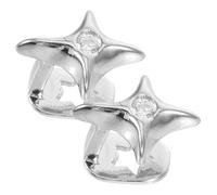 HOMSFOU 2pcs Star Tooth Grill Caps, Silver Metal Rapper Teeth Accessories for Hip-hop Cosplay and Party Wear, Asymmetric Four-Pointed Star Design Jewelry for Music Festival and Daily Use