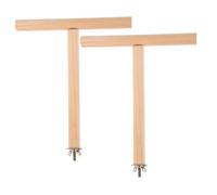 HOMSFOU 2pcs T-shaped Wooden Bird Perches Stand for Parakeets and Parrots Cage Accessories Natural Wood Perch Suitable for Cockatiels and Small Birds