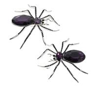 HOMSFOU 2pcs Vintage Rhinestone Crystal Spider Brooch Lapel Pin, Bling Halloween Spider Jewelry Badge Decoration for Women’s Clothing, Suit, Hat, and Bag Accessories