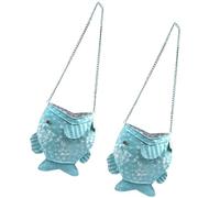 HOMSFOU 2pcs Wall-Mounted Iron Art Fish-Shaped Flowerpot Holders, Small Rustic Metal Hanging Flower Baskets for Indoor Outdoor Garden Decoration