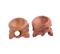 HOMSFOU 2PCS wooden base Crystals Sphere Holder gemstone stand wooden planter stool Orb Egg Base Decorative Crystal Sphere wood display stand Glass Ball Stand egg tray solid wood Bamboo