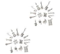 HOMSFOU 2sets Musical Instrument Charms for DIY Jewelry Making Creative Violin and Guitar Pendants for Craft Necklace Charms and Unique Accessories 15pcs*2