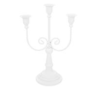 HOMSFOU 3 Arm Candelabra Retro Candlestick Holder Iron Candelabra Taper Candles Holder for Wedding Dinner Table Decor White