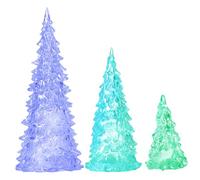 HOMSFOU 3 Pack Acrylic Christmas Tree Lighted Mini Tabletop Xmas Tree Light up Christmas Decoration for Indoor Xmas Table Home Office Desk Decor