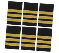 HOMSFOU 3 Pairs Gold Pilot Epaulettes Bar Shoulder Boards for Airline Uniforms Aviation Standard Professional Officer Insignia for Pilots and Crew