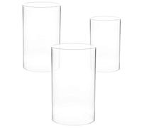 HOMSFOU 3 Piece Clear Glass Candle Cover Set Windproof Hurricane Candle Holder Sleeve for Tea Light Candles Decorative Accessories for Home Weddings Parties