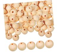 HOMSFOU 300pcs Natural Wood Beads Round Unfinished Smooth Finish DIY Craft Supplies Jewelry Making Garland Spacer Beads Sustainable Material for Rustic Home Decor
