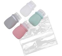 HOMSFOU 30ml Silicone Travel Bottles for Toiletries 5pcs Leak-proof Refillable Containers, Pink, Green, Grey Colors and 4 Eva Carry Bags for Travel Storage