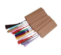 HOMSFOU 30pcs DIY Paper Bookmarks Set with Tassels Unfinished Blank Kraft Paper Page Markers for Reading Hand Painted Craft Projects for Students and Book Lovers