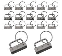 HOMSFOU 30pcs Metal Webbing Strap Clamps with Keychain Rings and Lanyard Tail Buckles Key Fob Hardware for DIY Bag Straps Wristlet Clips and Purse Accessories Gunmetal Black