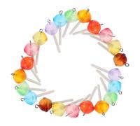 HOMSFOU 30pcs Mini Lollipop Charms Set, Food-grade Resin Candy Stick Pendants for DIY Necklace Craft, Earring, Keychain and Bracelet Making, Mixed round Color for Jewelry Random Color