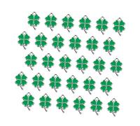 HOMSFOU 30pcs St Patrick's Day Four Leaf Pendant Charms DIY Jewelry Making Accessories Silver Dark Green for Bracelet Craft Gift