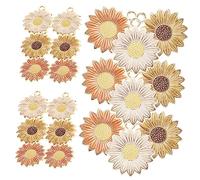 HOMSFOU 30pcs Sunflower Flower Charms for DIY Jewelry Pendants Earring and Keychain Accessories Colorful Decorative Pendants for Crafting and Handmade Jewelry