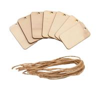 HOMSFOU 30pcs Wooden Hanging Ornaments with Hemp Rope Rectangular DIY Rustic Decor for Christmas Wedding Home Wall and Door Decorations Lightweight Durable Craft Accessories