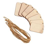 HOMSFOU 30pcs Wooden Hanging Pendants with Hemp Rope Lightweight Rectangular DIY Decor for Christmas Wedding Birthday Party Door and Wall Ornament Craft Set