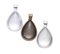 HOMSFOU 36pcs DIY Jewelry Making Tray with Alloy Bezel Pendant Trays and Glass Cabochons Teardrop Waterdrop Shape Antique Silver Bronze Bright Silver Mix for Crafting Unique Necklaces and