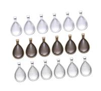 HOMSFOU 36pcs DIY Jewelry Tray Pendant for Crafting Alloy Teardrop Base with Glass Patch Kit Antique Silver Bronze Bright Silver for Resin Photo Jewelry Making