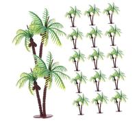 HOMSFOU 36pcs Miniature Coconut Palm Trees for Sand Table Model Building Realistic Plastic Mini Trees with Deep Trunks and Dark Green Leaves for Dioramas Train Scenery Aquarium Decor and
