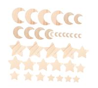 HOMSFOU 36Pcs Unfinished Wood Cutouts Moon and Star Shapes for Painting DIY Crafts Home Decor Party Decorations Birthday Christmas Crafting Embellishments