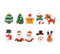 HOMSFOU 38pcs Christmas Resin Accessories DIY Kit Smooth Surface Lightweight Pendants for Necklace Bracelet Keychain Classic Festive Stocking Snowman Santa Reindeer Decoration Materials