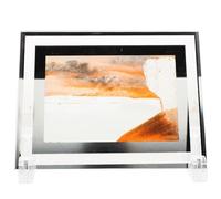 HOMSFOU 3D Landscape Sand Art Picture Frame with Moving Quicksand, 5-inch Black White Orange Glass Ornament for Home Office Desk Decoration