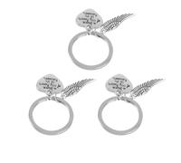 HOMSFOU 3pcs Angel Wing Keyring Single Side Zinc Alloy Pendant with Heart Design, Creative Keychain Decoration for Women, Guardian Angel Hanging Charm and Daily Use