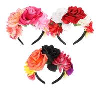 HOMSFOU 3pcs Cloth Flower Headbands with Realistic Rose Flower Design and Comfortable Headband for Weddings and Halloween Party Accessories