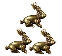 HOMSFOU 3pcs Copper Rabbit Keyring Charms Zodiac Pendant Hanging Decor for DIY Craft Accessories Multipurpose Gift with Durable Fine Texture and Convenient Hanging