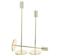 HOMSFOU 3pcs Elegant Golden Iron Candle Holders Set, Practical and Reliable Vertical Taper Candlestick Holders for Wedding and Date Table Centrepiece Home Decor