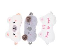 HOMSFOU 3pcs Eye Patches Eyeshades Plush Lightweight Easy to Carry Sleeping Masks with Lovely Animal Appearance Design for Trains and Light Trouble in Winter