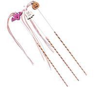 HOMSFOU 3pcs Halloween Themed Cat Teaser Sticks for Cats and Kittens Interactive Pvc with Bat Pumpkin and Ghost Shapes for Indoor Play and Gift
