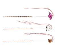 HOMSFOU 3pcs Halloween Themed Interactive Cat Teaser Stick with Bells for Kitten Training and Play, Pvc Material, Unique Bat Pumpkin Ghost Shapes, Gift for Cat Enrichment