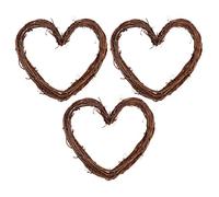 HOMSFOU 3pcs Heart Shaped Wicker Wreath Ring Set 6 Inch Natural Grapevine Heart Wreath Frame for Diy Holiday Party Wall Decoration