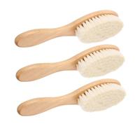 HOMSFOU 3pcs Massage Hairbrush Soft Bristles Wooden Handle Boy Girl Grooming Tool for Newborn Scalp Care Boy Girl Hair Wash Brush